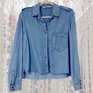 ZARA BASIC Denim Buttoned Blouse